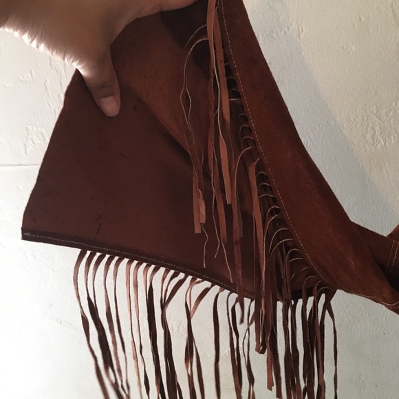 Bebe Fringe BOHO Leather Jacket DAMAGED - Picture 7 of 8
